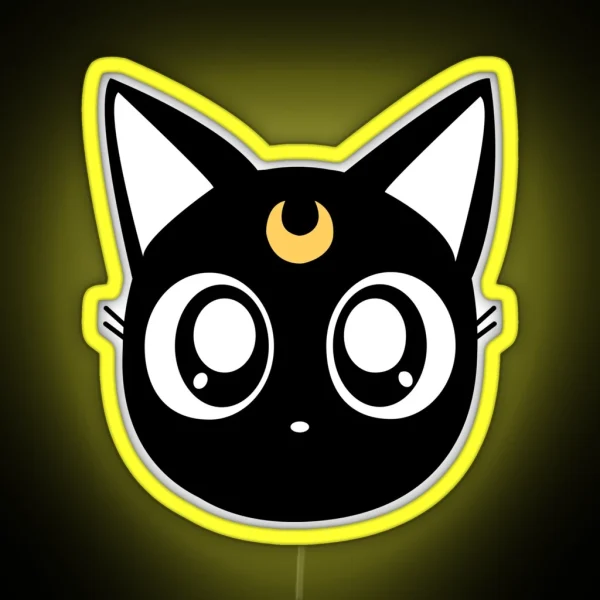 Led Print Design Cat Moon Luna RGB Neon Sign
