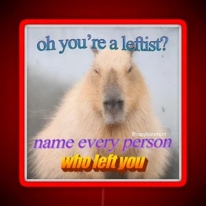 Leftist Capybara Meme RGB Neon Sign