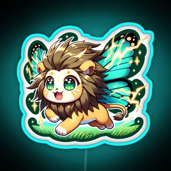Legendary Animals Electro Butterfly Lion RGB Neon Sign