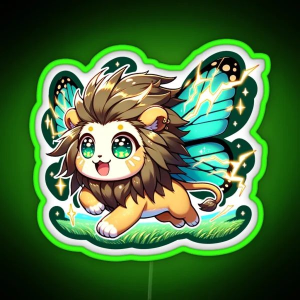 Legendary Animals Electro Butterfly Lion RGB Neon Sign