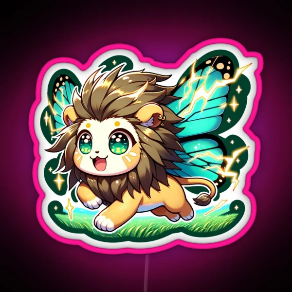 Legendary Animals Electro Butterfly Lion RGB Neon Sign
