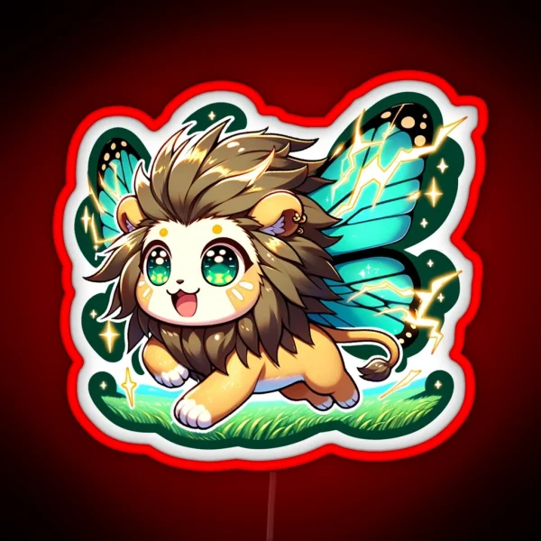 Legendary Animals Electro Butterfly Lion RGB Neon Sign