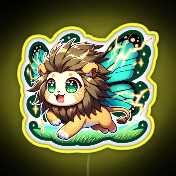 Legendary Animals Electro Butterfly Lion RGB Neon Sign