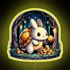 Colorful, glowing, collectible golden turtle rabbit neons for home decor inspiration