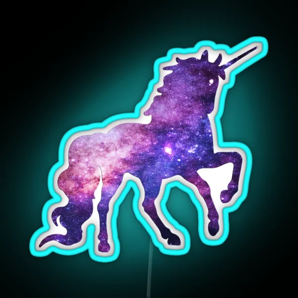 Legendary Animals Milky Way Galaxy Unicorn Outer Space RGB Neon Sign