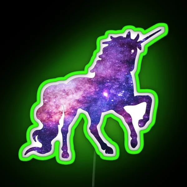 Legendary Animals Milky Way Galaxy Unicorn Outer Space RGB Neon Sign
