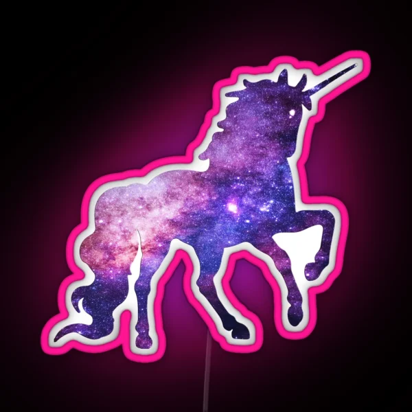 Legendary Animals Milky Way Galaxy Unicorn Outer Space RGB Neon Sign