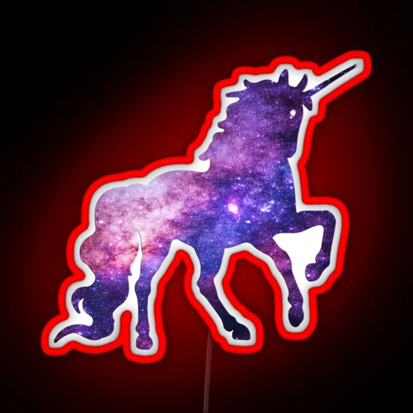 Legendary Animals Milky Way Galaxy Unicorn Outer Space RGB Neon Sign