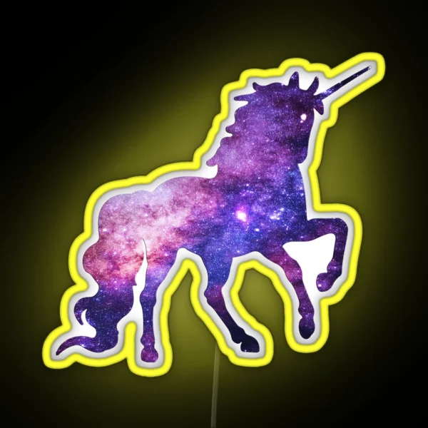 Legendary Animals Milky Way Galaxy Unicorn Outer Space RGB Neon Sign