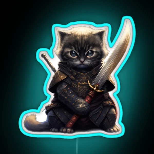 Legendary Samurai Cat RGB Neon Sign