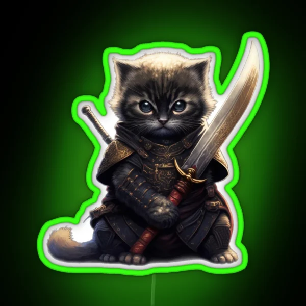 Legendary Samurai Cat RGB Neon Sign