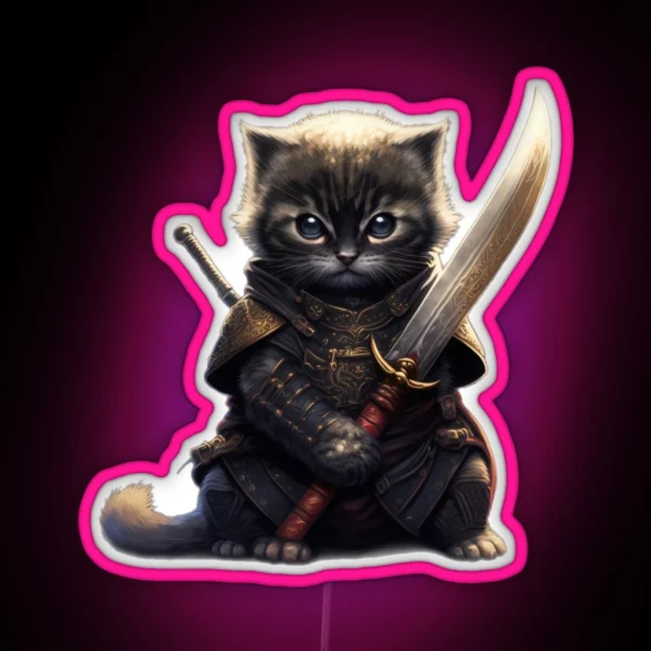 Legendary Samurai Cat RGB Neon Sign