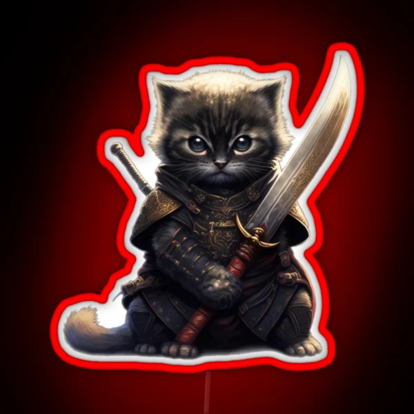 Legendary Samurai Cat RGB Neon Sign