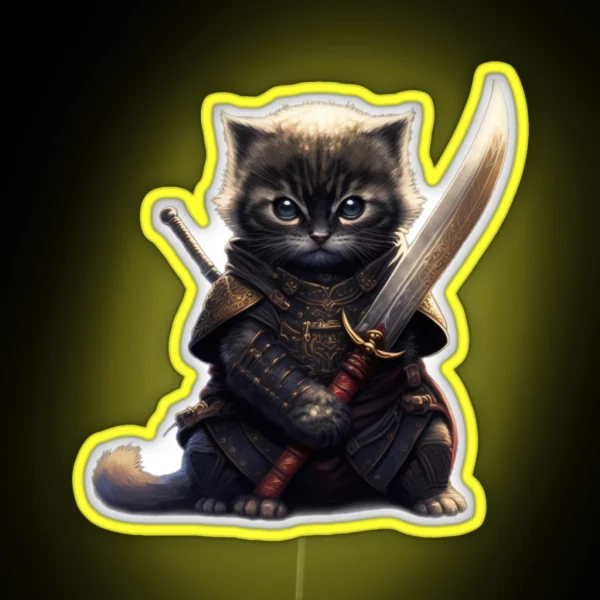 Legendary Samurai Cat RGB Neon Sign