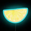 Vibrant citrus inspired lemon slice design neon bar pub decor
