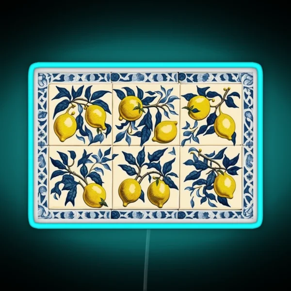 Lemon Tile Pattern RGB Neon Sign