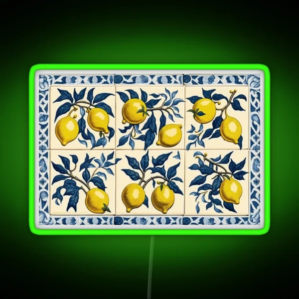 Lemon Tile Pattern RGB Neon Sign
