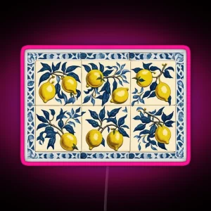 Lemon Tile Pattern RGB Neon Sign