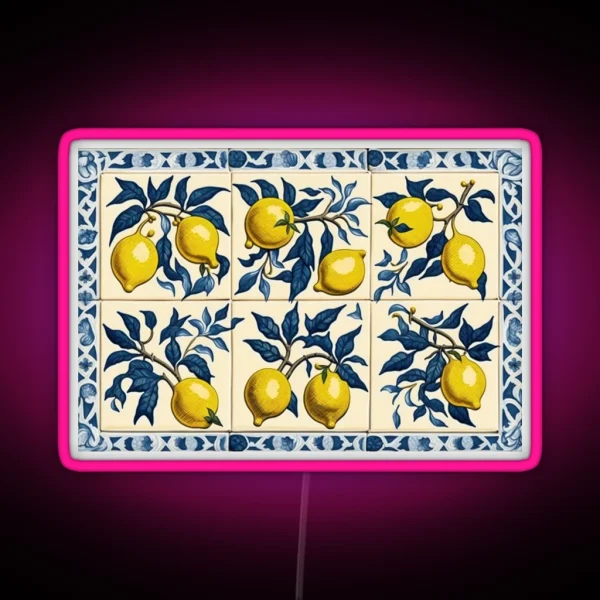 Lemon Tile Pattern RGB Neon Sign
