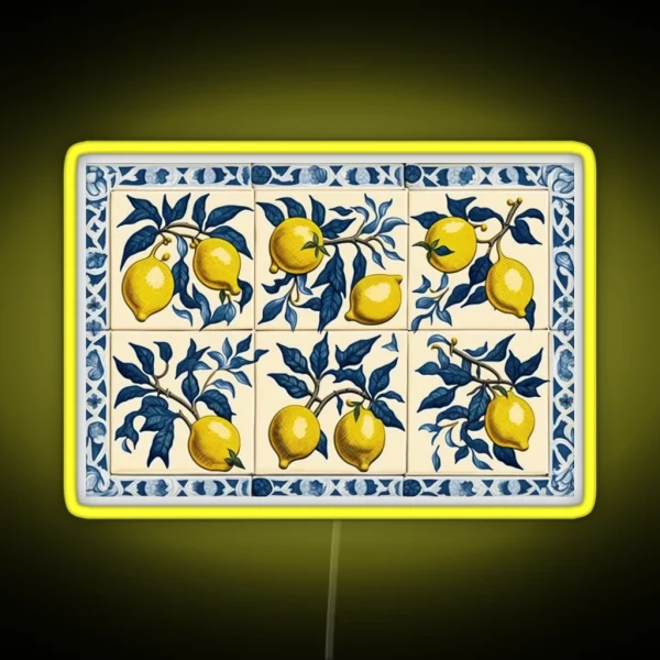 Lemon Tile Pattern RGB Neon Sign