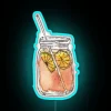 Colorful LED neon bar decor for vintage lemonade enthusiasts.