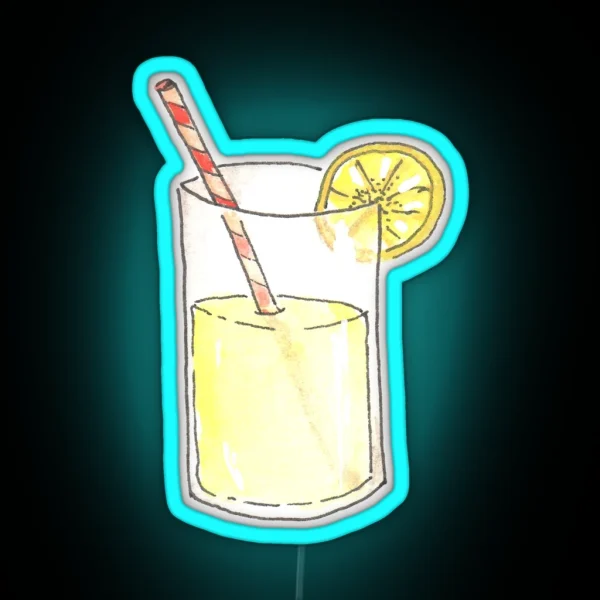 Lemonade Watercolor Illustration Led RGB Neon Sign