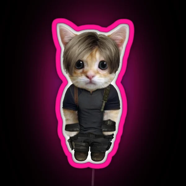 Leon Kennedy Kitty RGB Neon Sign