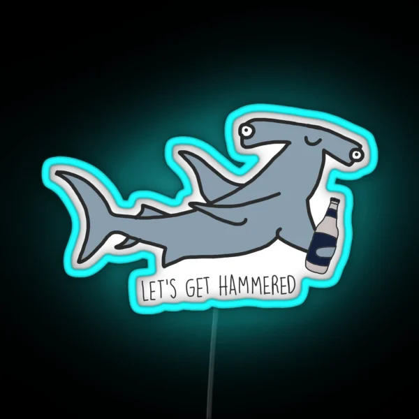 Lets Get Hammered Hammerhead Shark RGB Neon Sign