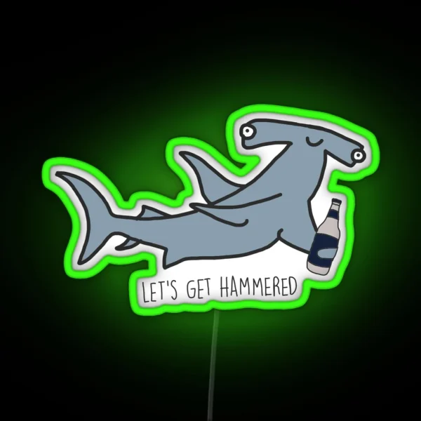 Lets Get Hammered Hammerhead Shark RGB Neon Sign