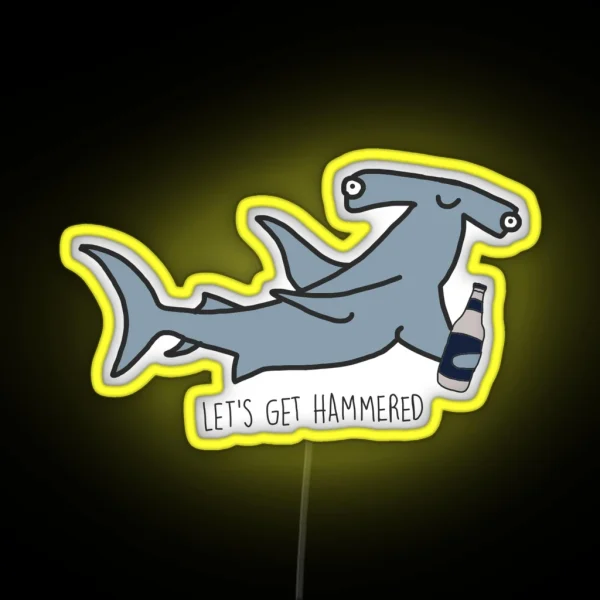 Lets Get Hammered Hammerhead Shark RGB Neon Sign