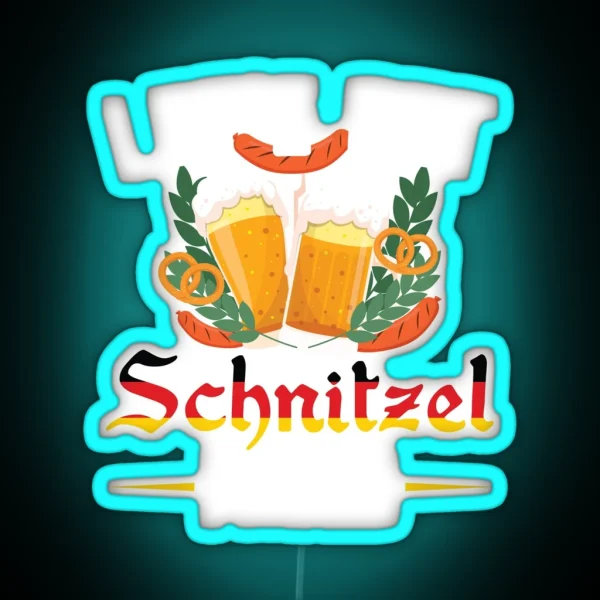 Lets Get Schnitzel Faced Funny Octoberfest German Flag RGB Neon Sign