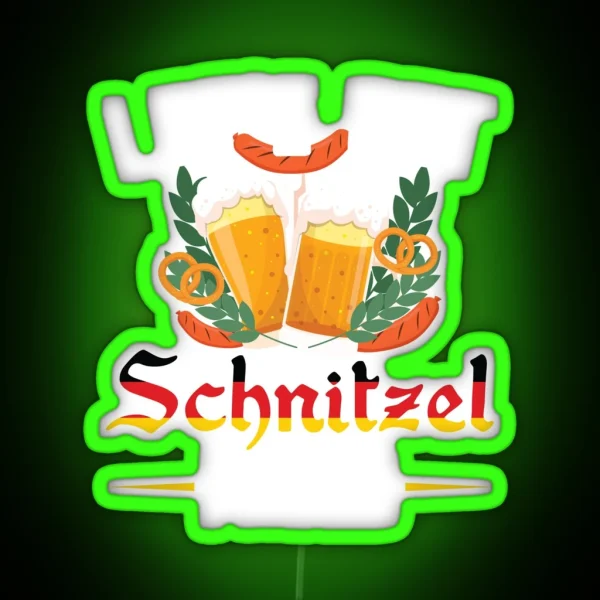 Lets Get Schnitzel Faced Funny Octoberfest German Flag RGB Neon Sign