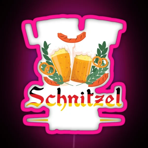 Lets Get Schnitzel Faced Funny Octoberfest German Flag RGB Neon Sign