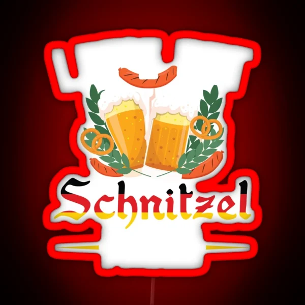 Lets Get Schnitzel Faced Funny Octoberfest German Flag RGB Neon Sign