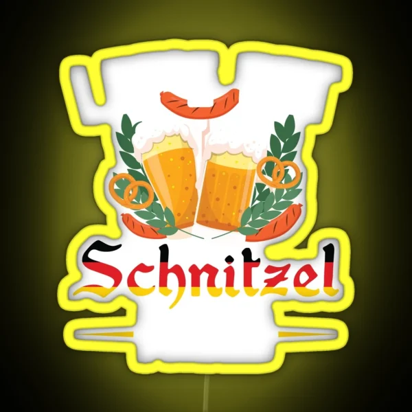 Lets Get Schnitzel Faced Funny Octoberfest German Flag RGB Neon Sign