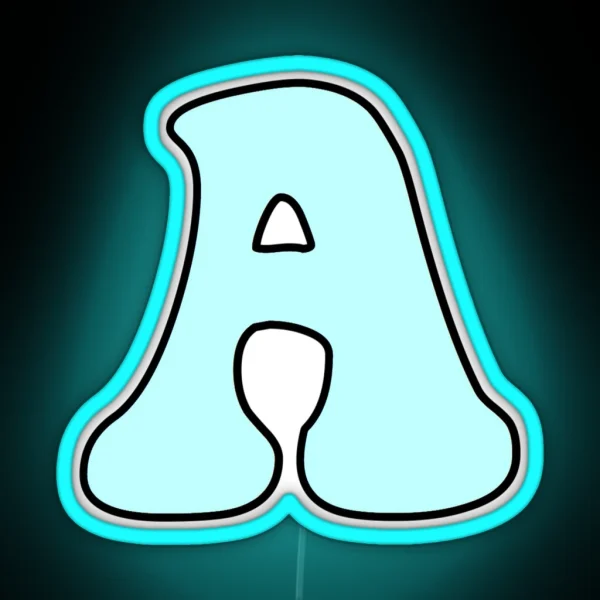 Letter A Light Blue RGB Neon Sign