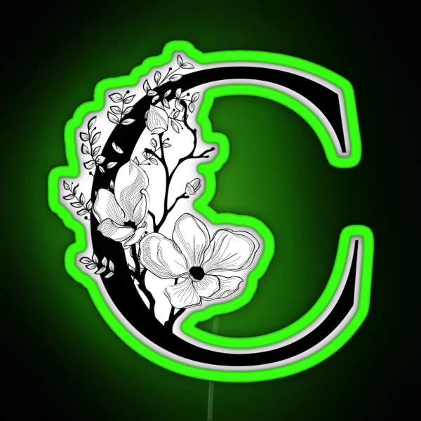 Letter C Monogram Floral Initial RGB Neon Sign
