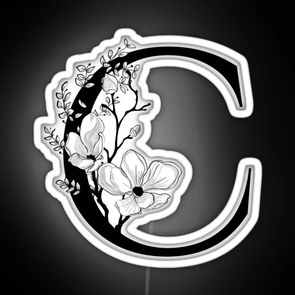 Letter C Monogram Floral Initial RGB Neon Sign