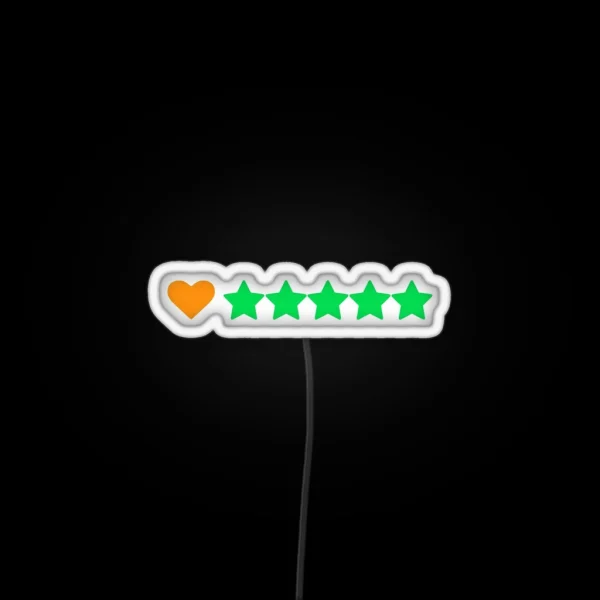 Letterboxd Rating Heart And 5 Stars RGB Neon Sign