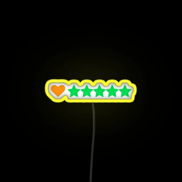 Letterboxd Rating Heart And 5 Stars RGB Neon Sign