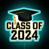Customizable letterman style neon sign for class of 2024 graduates.