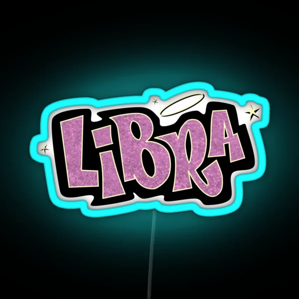 Libra Bratz Style Iconic Pink Glitter Font Logo Cute RGB Neon Sign