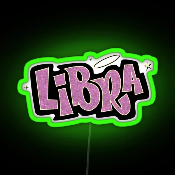 Libra Bratz Style Iconic Pink Glitter Font Logo Cute RGB Neon Sign