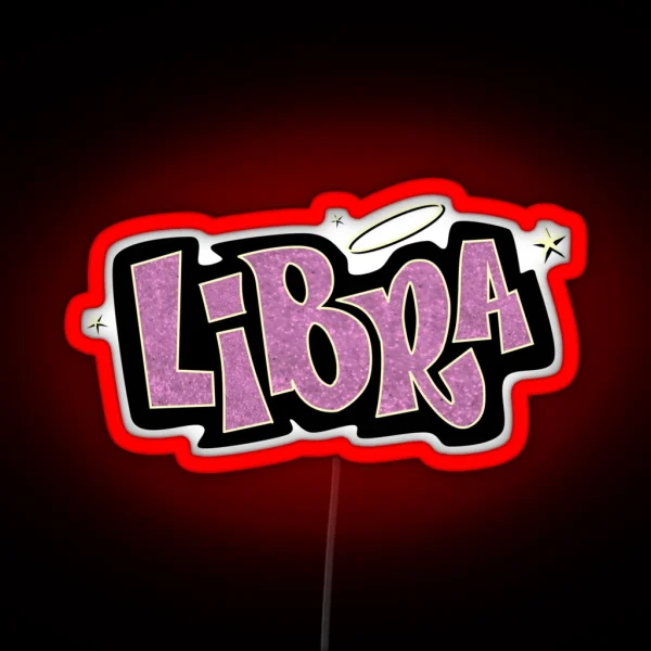 Libra Bratz Style Iconic Pink Glitter Font Logo Cute RGB Neon Sign