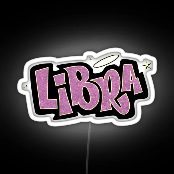 Libra Bratz Style Iconic Pink Glitter Font Logo Cute RGB Neon Sign