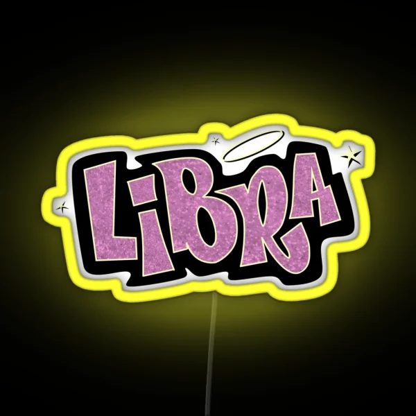 Libra Bratz Style Iconic Pink Glitter Font Logo Cute RGB Neon Sign