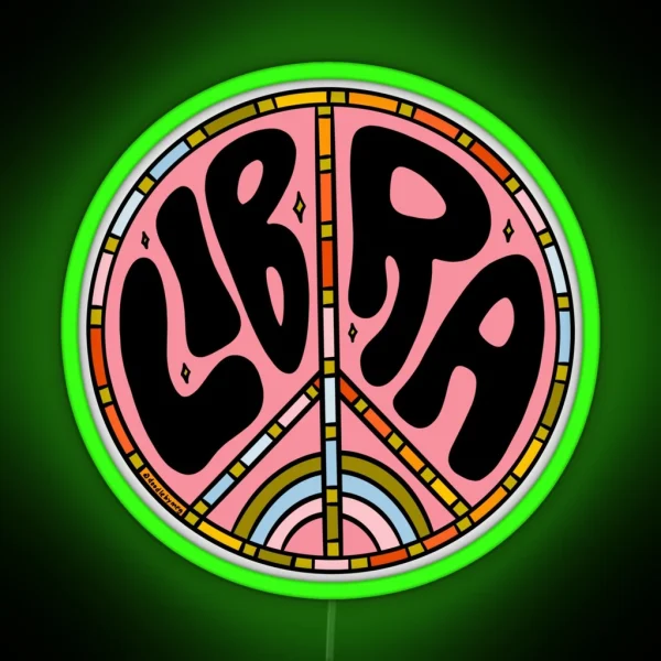 Libra Peace Sign RGB Neon Sign