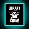 RGB color changing neon sign says Library Boo Crew