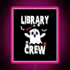 Vibrant RGB neon bookshelf display for library and office decor