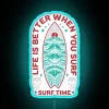 Vibrant neon wall decor inspired by surf culture and happiness.